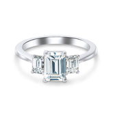 Emerald Lab Grown Diamond Trilogy Ring 1.00ct F/vs2