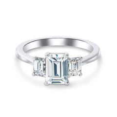 Emerald Lab Grown Diamond Trilogy Ring 1.00ct F/vs2