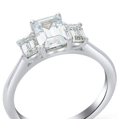 Emerald Lab Grown Diamond Trilogy Ring 1.00ct F/vs2